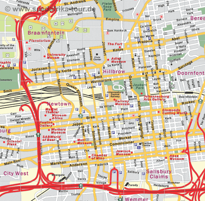 Stadtplan von Johannesburg / Sdafrika