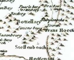 Die Karte von Stellenbosch um 1740 (Quelle: Evirion)