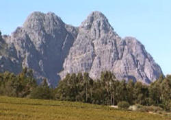 Felsformation in den Stellenboschbergen südlich von Stellenbosch